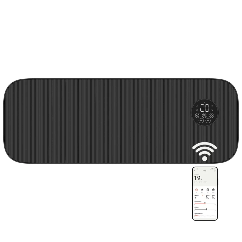 Image of MYLEK Overdoor Air Curtain Heater Fan 2kW Black WiFi App Timer Ceramic PTC Black