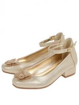 Monsoon Girls Fluttering Butterfly Mini Heel Shoes - Gold, Size 10 Younger