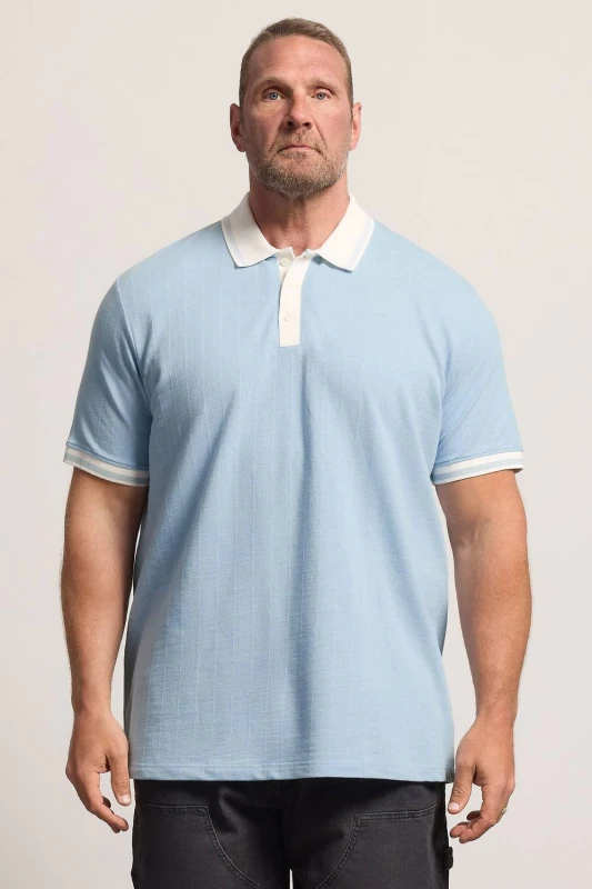 Image of BadRhino BadRhino Men Tipped Polo Shirt in Light Blue Size: 7-8X-Large Light Blue 7-8XL Male 5063853611194