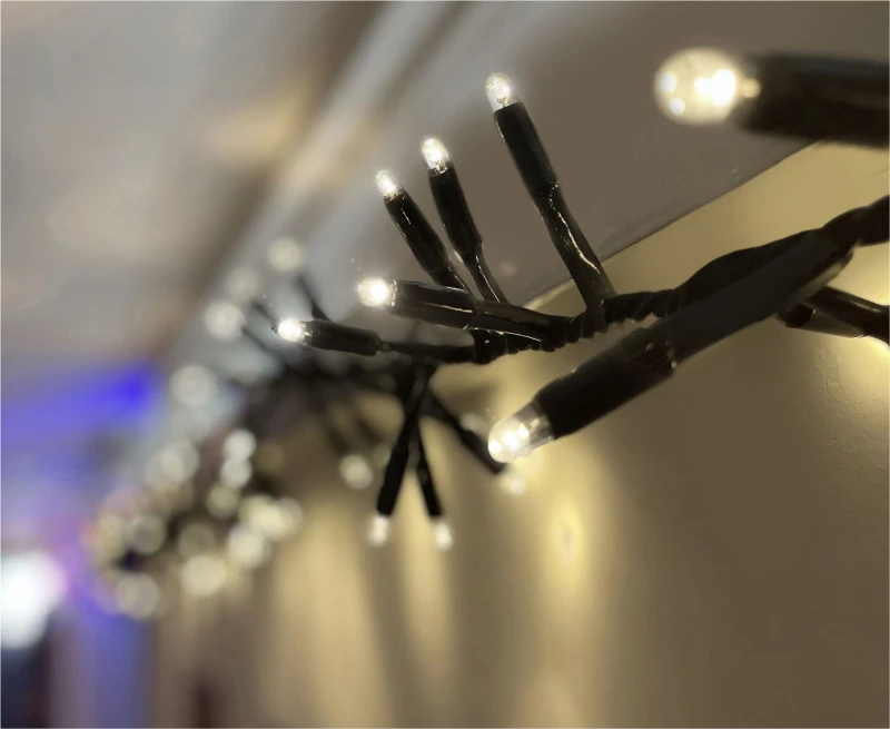 Image of EAGLE-CON 5m Easy-Connect Cool White 250 LED Cluster String Lights With Interconnectable Black Rubber Cable ELV-910258