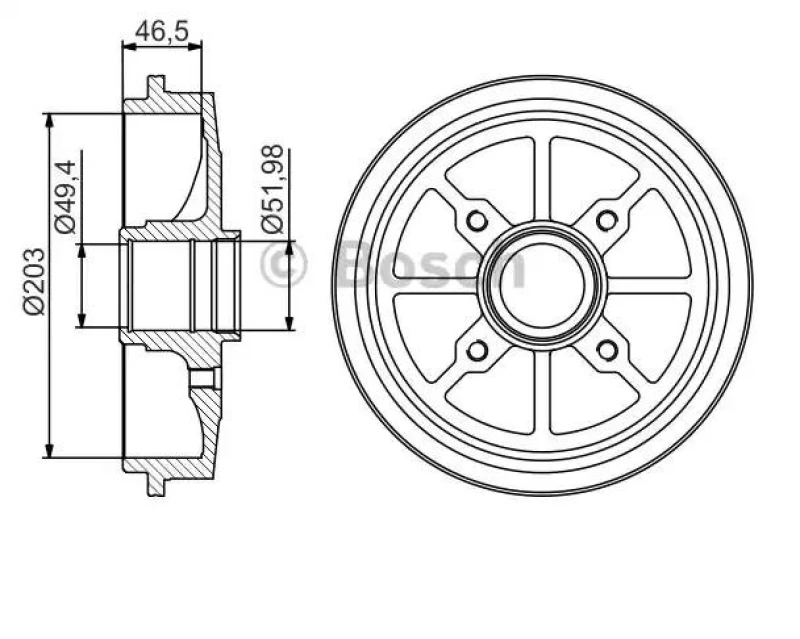 Image of Bosch 0 986 477 301 Brake Drum Rear Axle, 247mm, with ABS sensor ring Brake Drum (123)