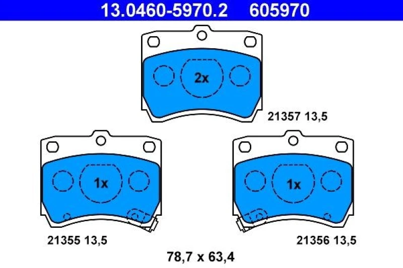 Image of ATE 13.0460-5970.2 Brake pad set with acoustic wear warning Brake Pad Set,disc brake (402)