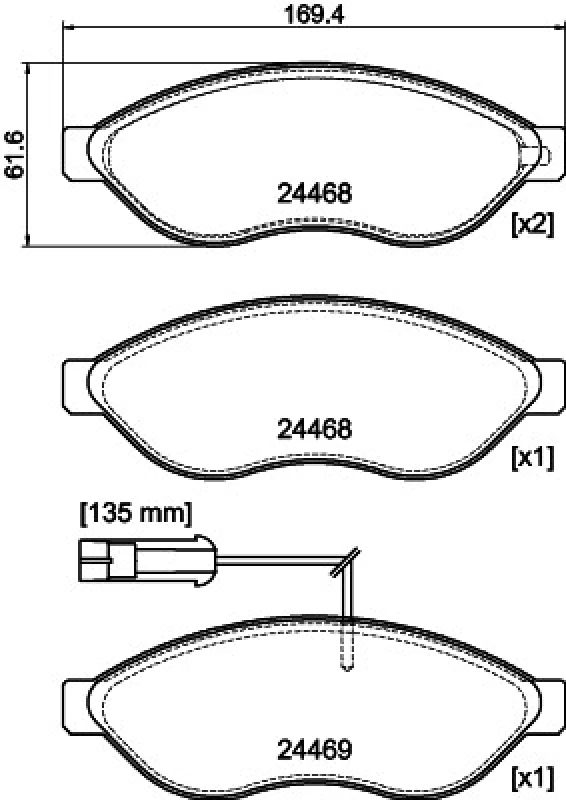Image of HELLA Brake pad set HELLA 8DB 355 044-451