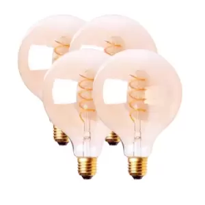 image of 4 Watts G95 E27 LED Bulb Vintage Globe Warm White Dimmable, Pack of 4