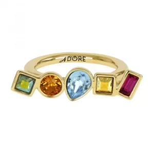 Image of Ladies Adore Gold Plated Mixed Crystal Ring Size L