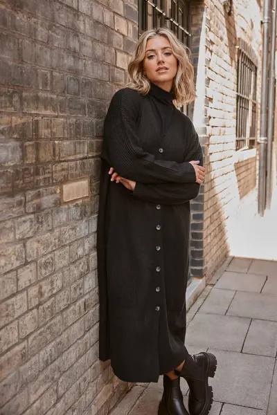 Image of Yours Ribbed Midi Dress Black