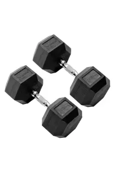 image of 22.5kg Commercial Rubber Hex Dumbbells