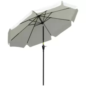 image of Outsunny 2.7M Patio Umbrella Garden Parasol With Crank Ruffles 8 Ribs - White