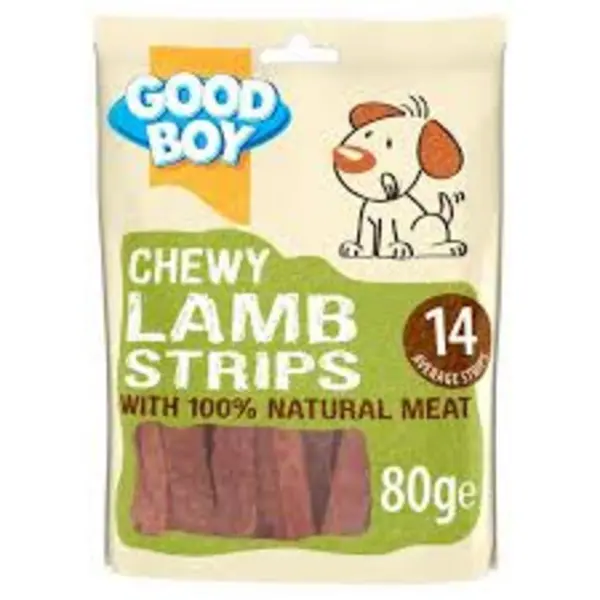 Good Boy Chewy Lamb Strips Dog Treats 80g