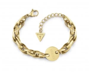 image of Guess Gold Plated Oval Chunky Chain ID Bracelet