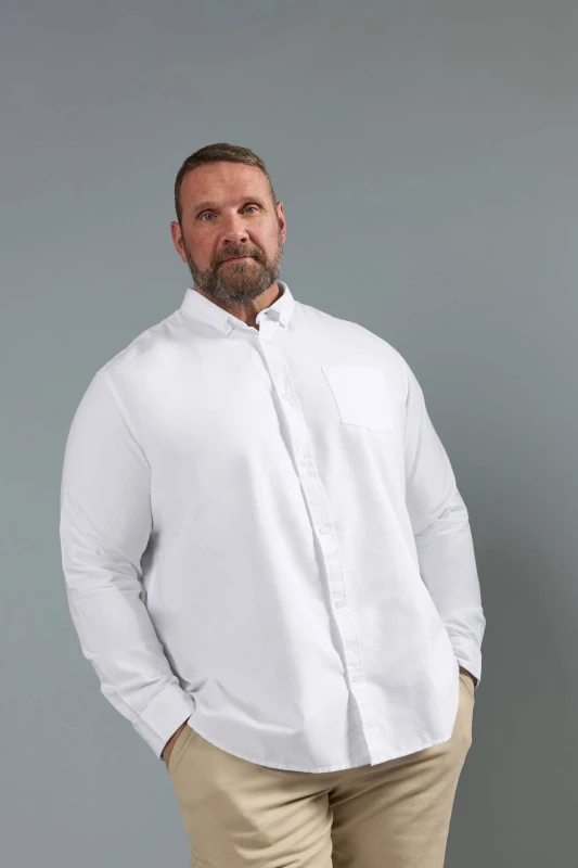 Image of BadRhino Premium Long Sleeve Oxford Cotton Shirt White