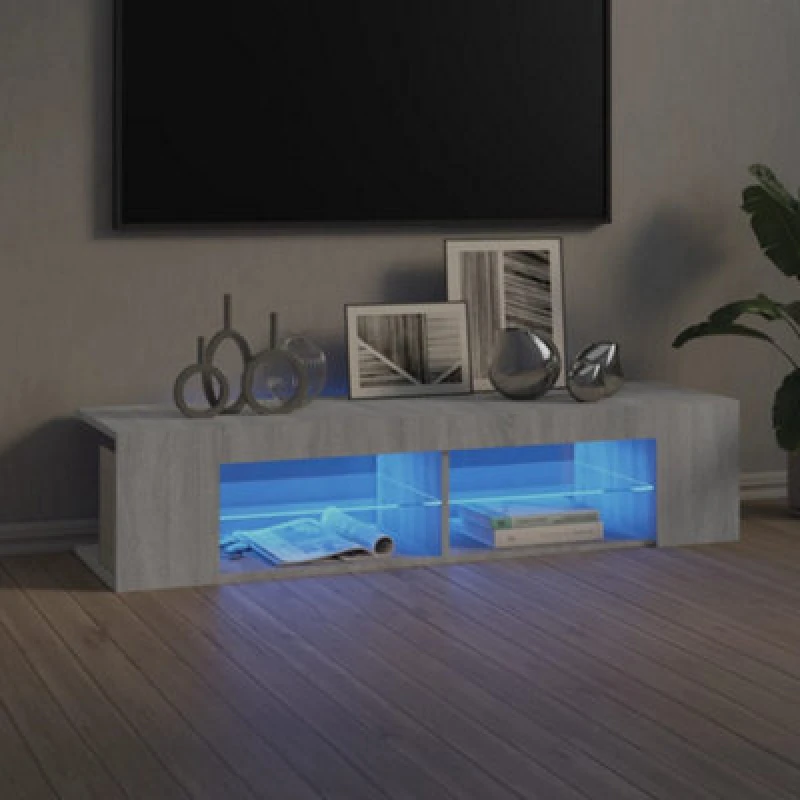 Image of vidaXL TV Cabinet with LED Lights Grey Sonoma 135x39x30 cm, Grey 815694
