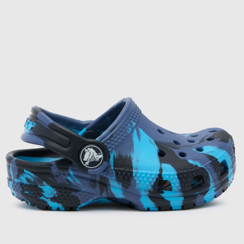 Image of Crocs Kids Classic Toddler Clogs Marbled Navy Multi, 5infant