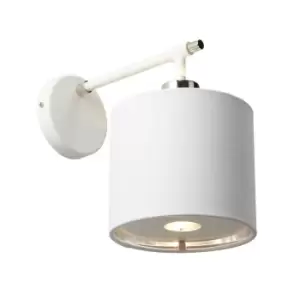 image of Wall Light Silver Metallic Lining Shade White/Polished Nickel LED E27 40W