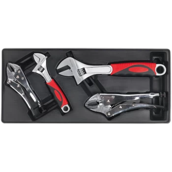 Image of Sealey 4 Piece Locking Plier and Adjustable Spanner Set in Module Tray