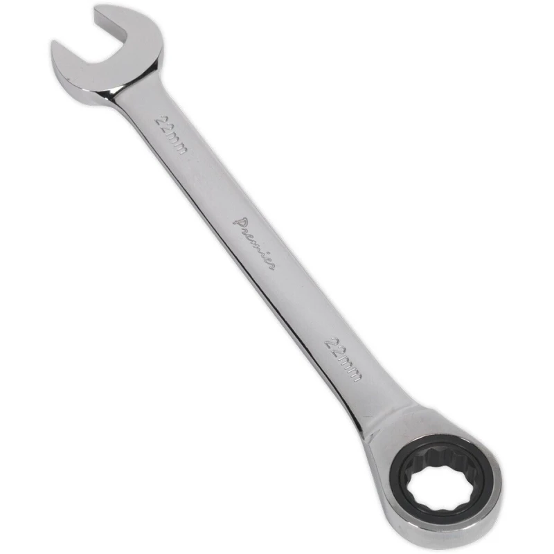 Image of Loops 22mm Ratchet Combination Spanner - Chrome Vanadium Steel - 72 Tooth Ratchet Ring Metallics