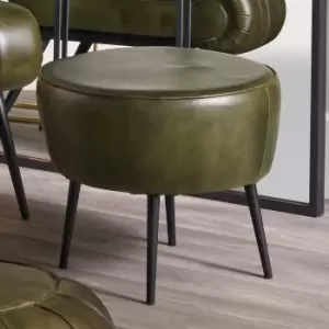 Image of Pacific Donato Leather Footstool Khaki (Green)