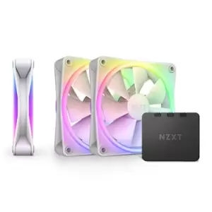 image of NZXT F120 RGB Duo 120mm PWM Fan 3 Pack with Controller White