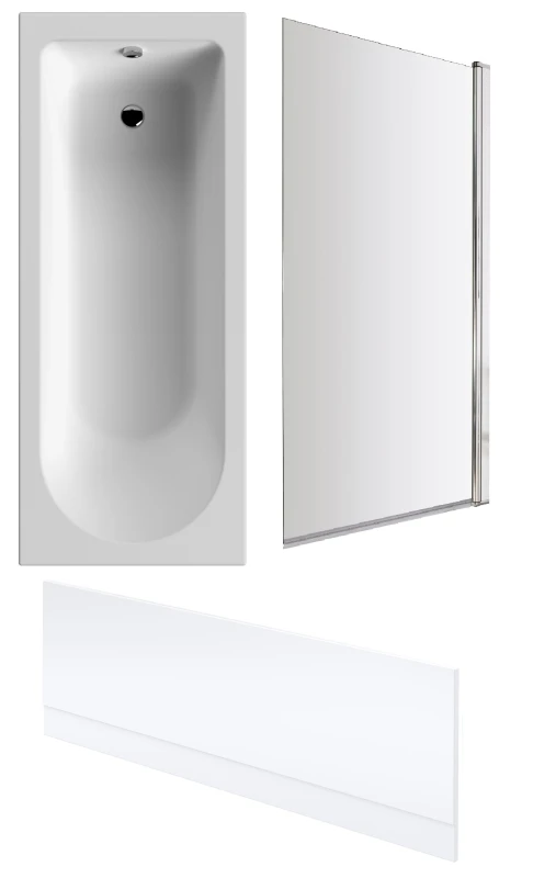 Image of Balterley Round Bath, Front Panel and Square Bath Screen - 1700 x 700mm White