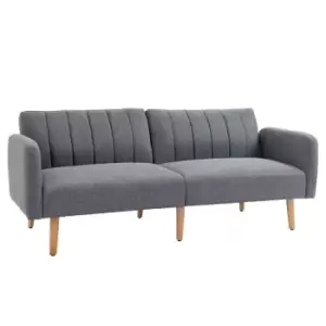 Image of HOMCOM Convertible Linen Fabric Sofa Couch Two Seater Sofa Bed - Grey