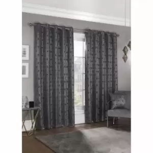 Image of Emma Barclay Hartford Eyelet Curtain 46 x 72 Charcoal
