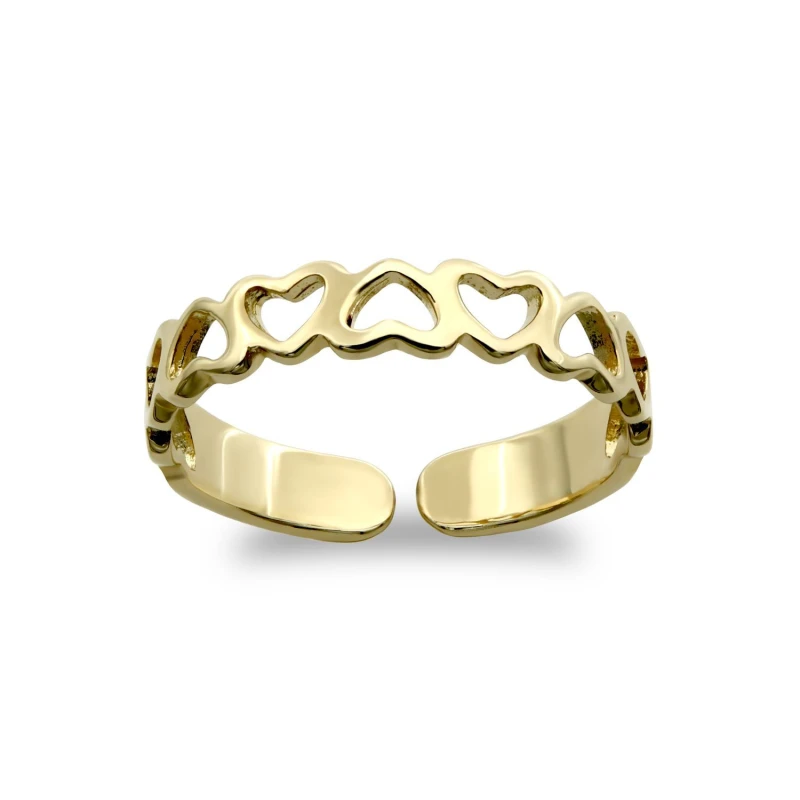 Image of Jewelco London Solid 9ct Gold Love Hearts Pattern Toe Ring - JTR015 Gold female