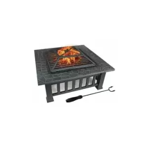 image of 19609 3 in 1 Outdoor BBQ, Firepit & Ice Bucket / Stylish Outdoor Heater With Table Space / Burn Logs Or Charcoal / Includes Mesh Pit Cover, Stoker &