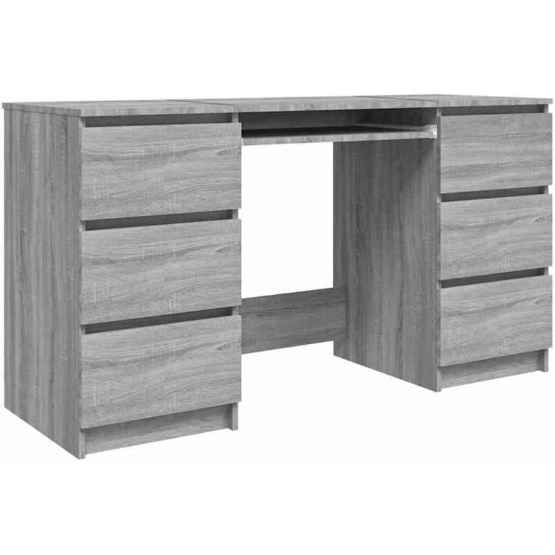 Image of Vidaxl Writing Desk Grey Sonoma 140X50X77cm Engineered Wood, Grey 815439