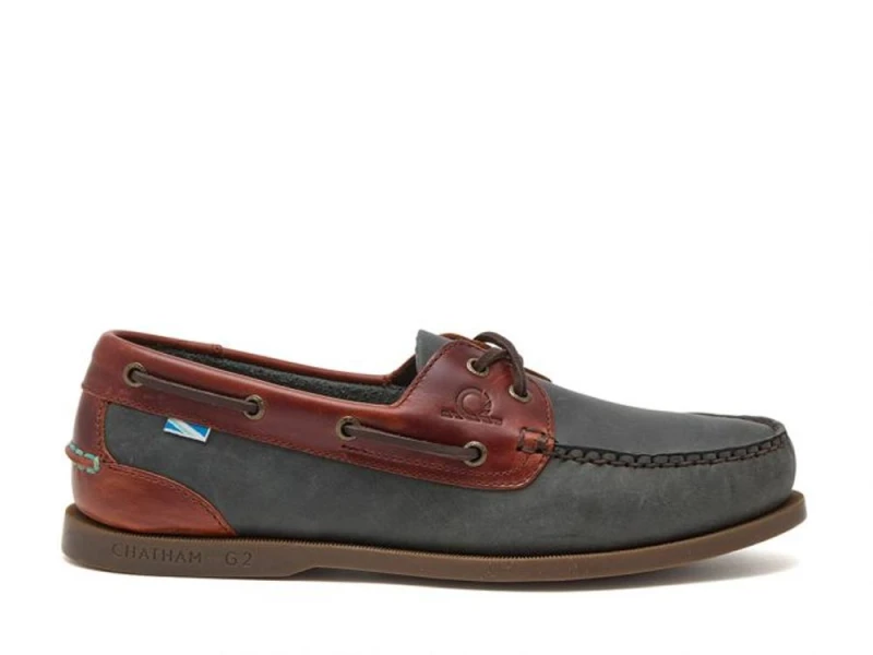 Image of CHATHAM MARINE Mens Bermuda II G2 - Leather Boat Shoes in Navy Size: 11 Navy Male 11