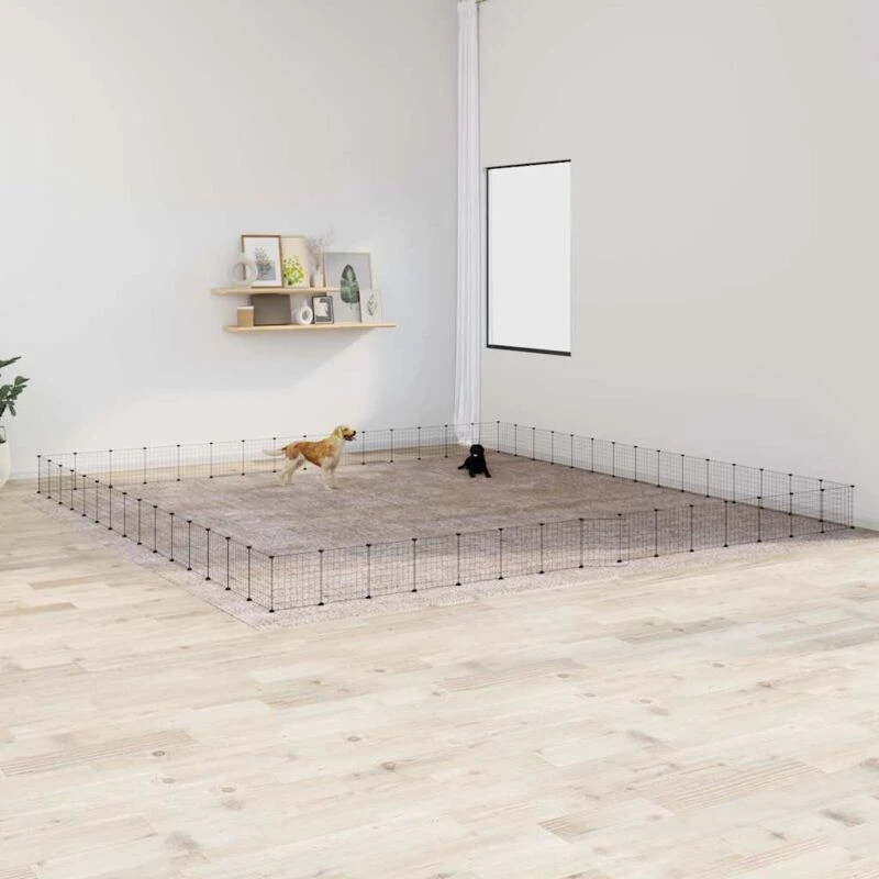 Image of VIDAXL 60-Panel Pet Cage with Door Black 35x35cm Steel Vidaxl 8720287190578