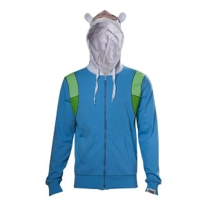 image of Adventure Time - Finn Inspired All-Over Print Mens Large Hoodie - Multi-Colour