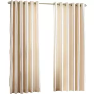 Image of Riva Home Fiji Faux Silk Ringtop Curtains (46x54 (117x137cm)) (Cream) - Cream