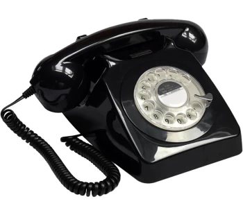 image of GPO 746 Rotary Corded Phone - Black