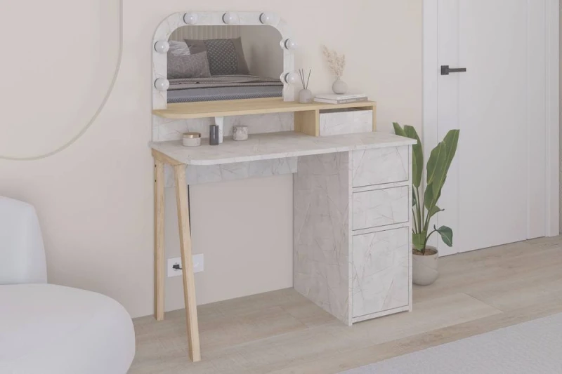 Image of Decortie Avien Dressing Table - Lagina/Oak Off White WON90 Unisex