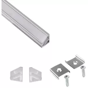 image of Moderix - Aluminium Profile Corner 2m For LED Lights Strip Opal Cover - Colour Aluminium - Pack of 5