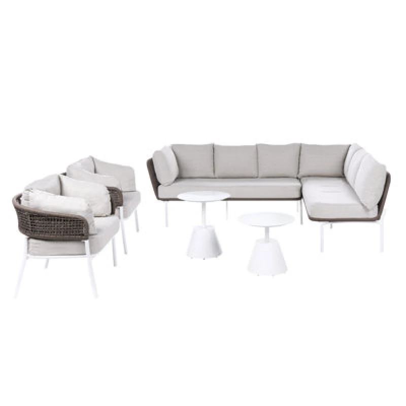 Image of Beliani Garden Sofa Set 7 Seater Robella With Tables Beige