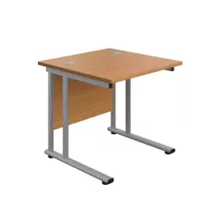 Image of Tc 800 x 800 Twin Upright Rectangular Desk Nova Oak-Silver