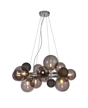 Image of Circular Pendant, 12 x G9, Polished Chrome, Smoked, Black Glass