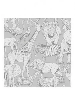 Image of Superfresco Easy Jungle Animals Grey Wallpaper