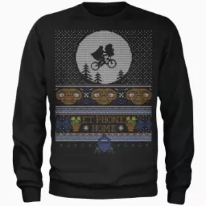 image of E.T Phone Home Fairisle Mens Christmas Jumper - Black - XXL