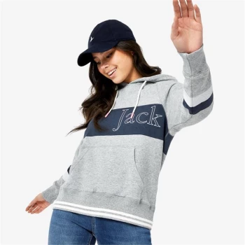 image of Jack Wills Alicia Raglan Colour Block Hoodie - Grey Marl