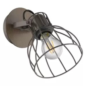 Image of Wall Light Colour Brown & Silver Silver Steel Open Cage Shade Bulb E27 1x40W