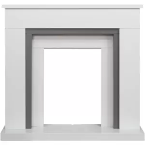 image of Adam - Milan Fireplace in Pure White & Grey, 39 Inch