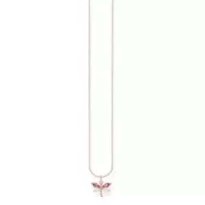Image of Silver Rose Gold Plated Zirconia Dragonfly Necklace KE2096-321-7-L45V