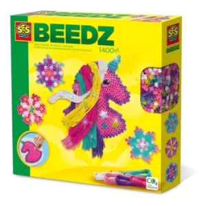 Image of SES CREATIVE Beedz Childrens Iron-on Beads Unicorn with Mane Mosaic Kit, 1400 Iron-on Beads, Unisex, Five Years and...
