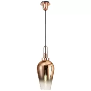 image of Luminosa Acree Ceiling Pendant E27 With 23cm Pear Glass, Copper, Matt Black, Clear