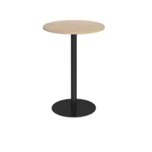 Image of Monza circular poseur table with flat round Black base 800mm - kendal oak