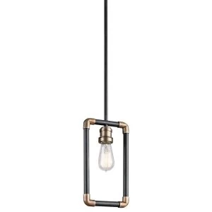 Image of 1 Light Mini Ceiling Pendant Light Black, Natural Brass, E27