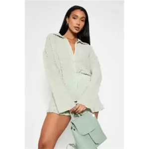 Image of I Saw It First Sage Textured Button Up Shirt - Green