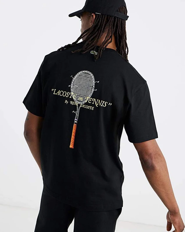 Image of Lacoste Lacoste Back Graphic T-Shirt Black - Lacoste - Size: M40 Black Male M40 LA38702